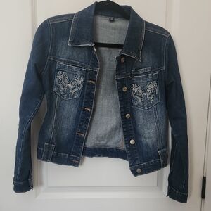 Embroidered Blue Denim Jacket